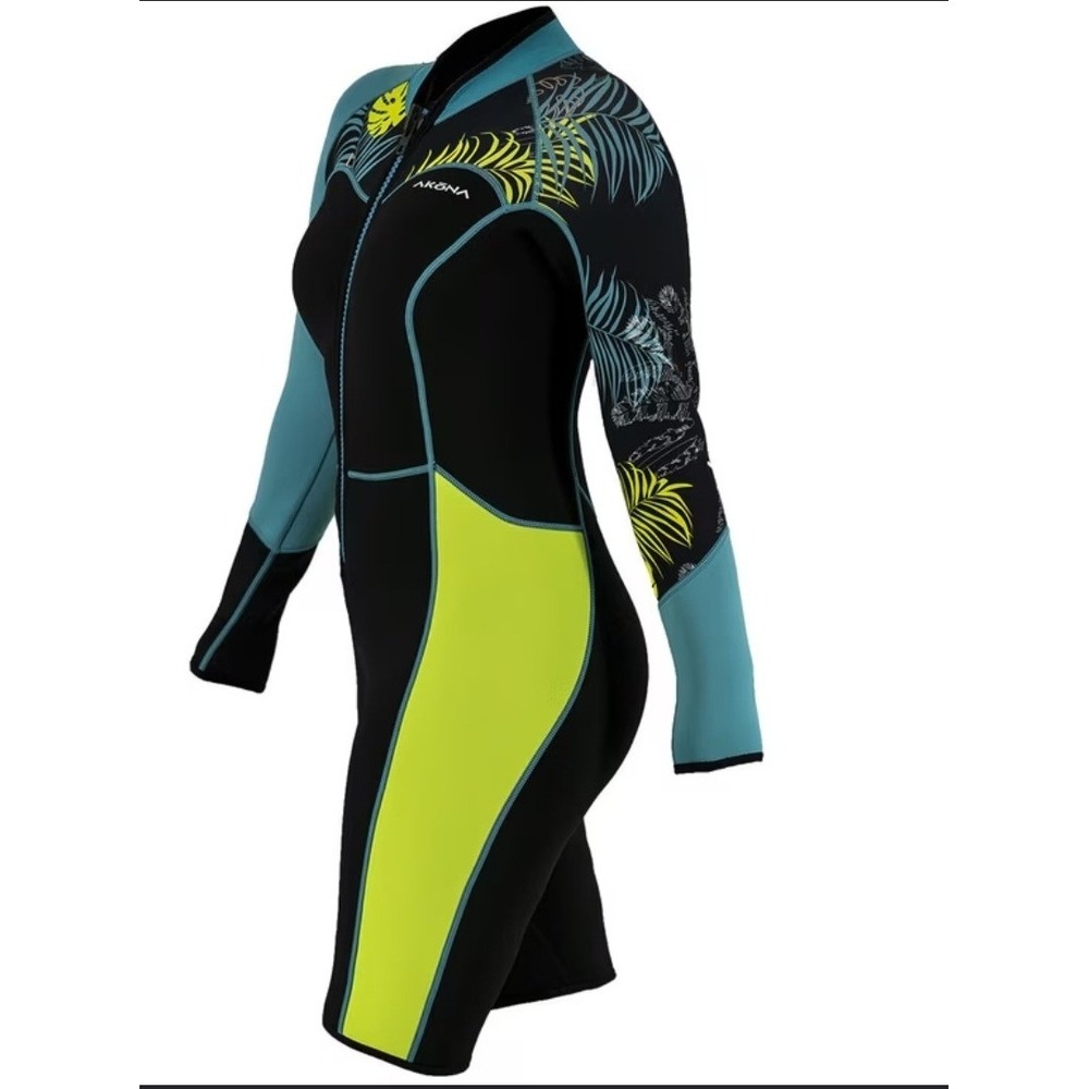 Akona Wetsuit Black Blue Green Quantum Stretch Tropical Scuba Diving Surfing Lg